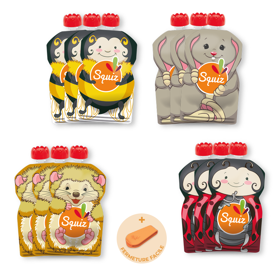 Gourdes compote réutilisables x12 - Nature