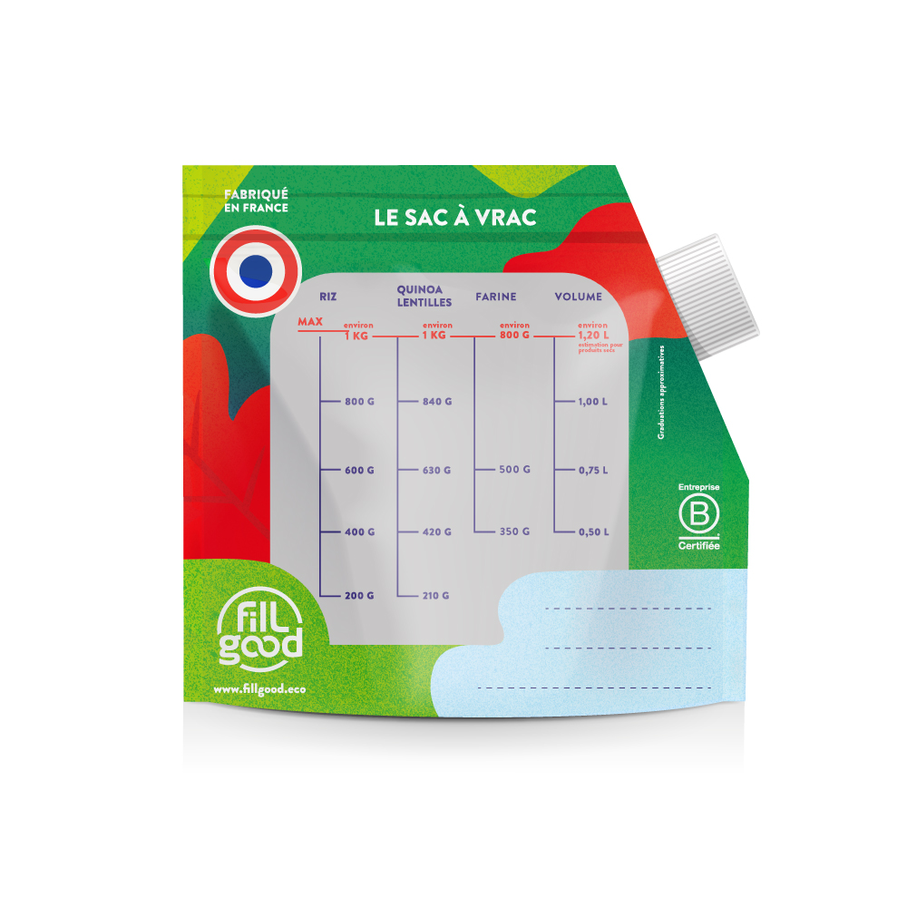 Sac doseur avec zip et gros bouchon verseur